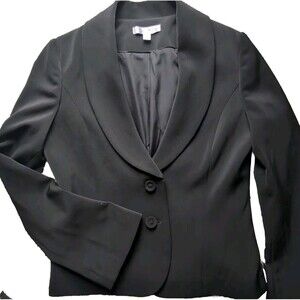 White House Black Market Women’s 6 Black Jacket Blazer Two Button Bell Sleeve